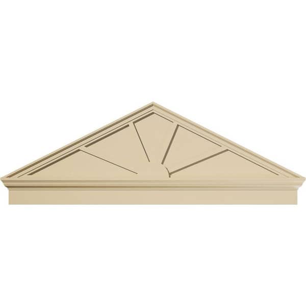 Ekena Millwork 64 in. W x 22-7/8 in. H x 2-3/4 in. P (Pitch 6/12) Peaked Cap 4Spoke Signature Urethane Combination Pediment, Primed Tan
