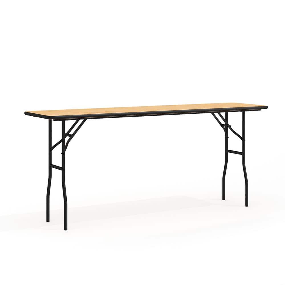 Carnegy Avenue 72 in. Natural Wood Tabletop Metal Frame Folding Table ...