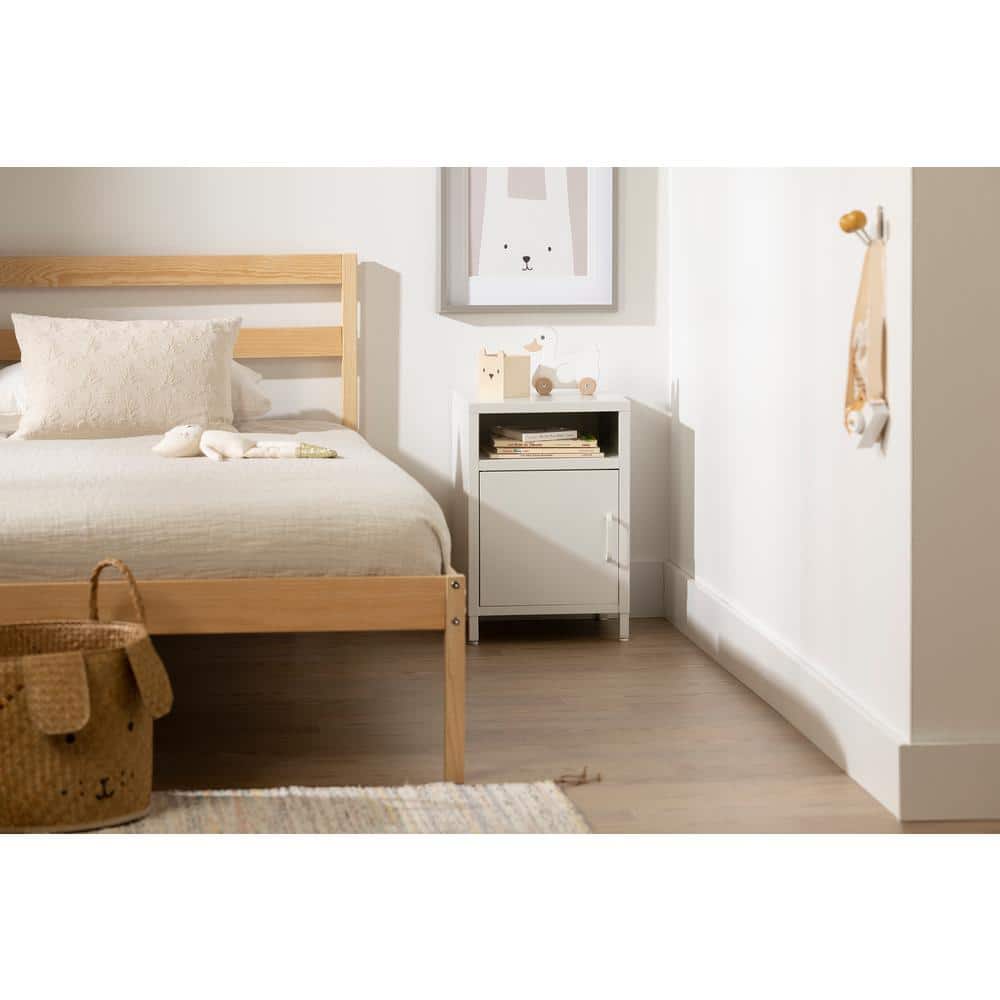 White Metal Contemporary Nightstand with Storage Compartment