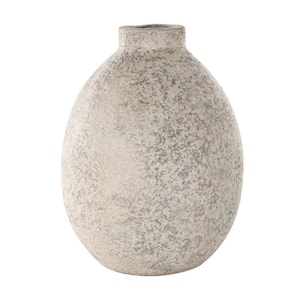 Antique Style Textured Ceramic Decorative Vase, Beige