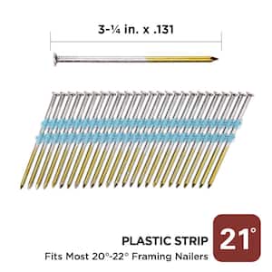 3-1/4 in. x 0.131-Gauge 21° Bright Finish Smooth Shank Plastic Strip Framing Nails (4000 per Box)