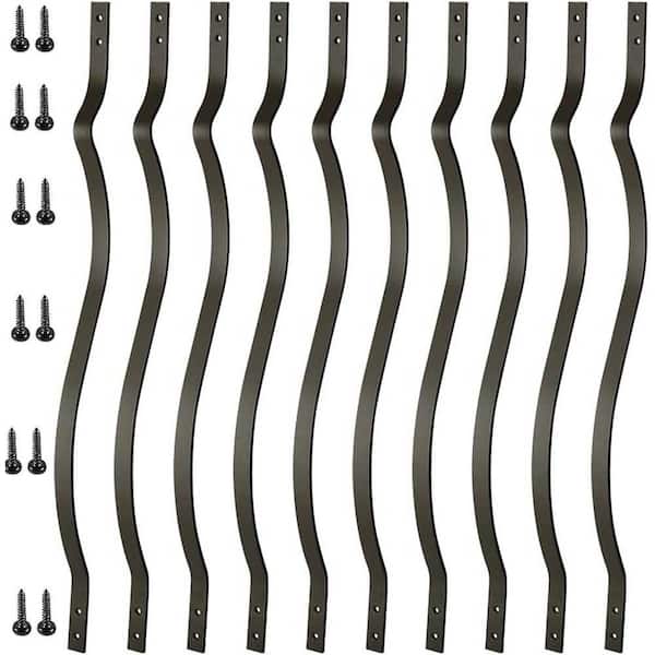 Wave Arc 32.25x1 Iron Deck Balusters with Screws 51-Pack Heavy Duty Outdoor Stair Porch Spindles Matte Black