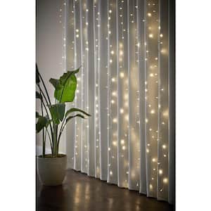 Outdoor/Indoor 10 ft. Plug-In Warm White Mini Bulb Integrated LED 10 Strand Willow Curtain String Light