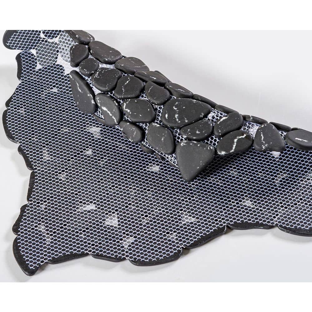 Zen Black Pebble Stone Look Matte Glass Mosaic Tile