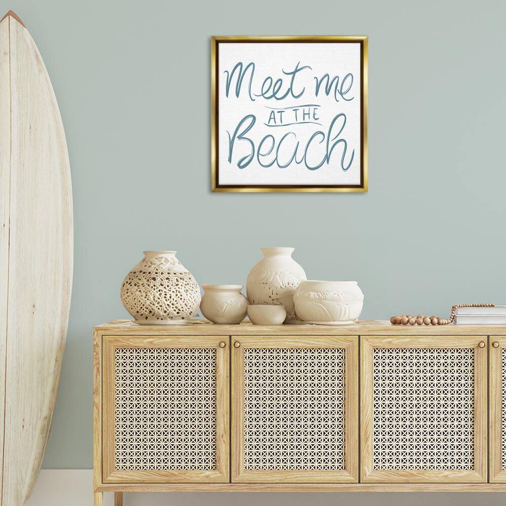 Minimal Meet At Beach by SunDance Group Gold Floater Frame Typography Graphic Art Print 25 in. x 25 in. price history on PriceWatchPro