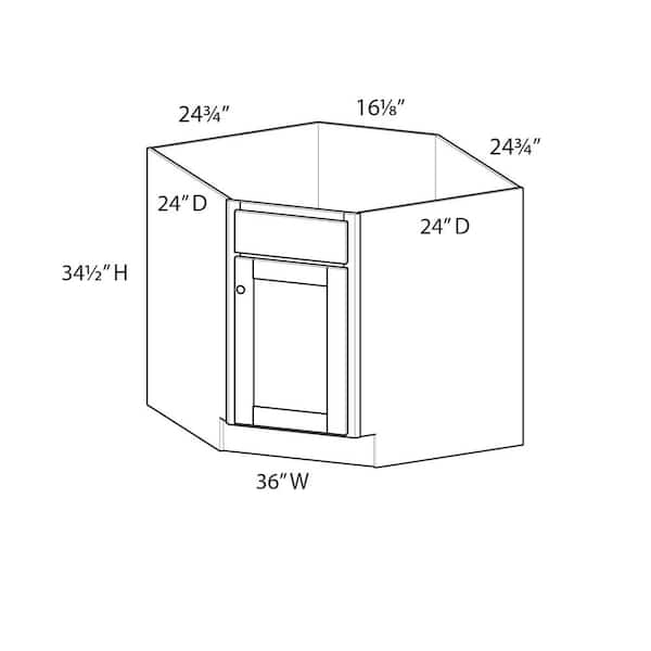 Charlotte Raised 36 in. W x 34.5 in. H x 24 in. D in Bordeaux Plywood Un-Assembled Sink Base Corner Diagonal