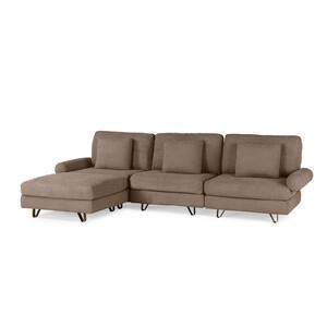 Transformer Couch 196 in. Round Arm Polyester Long Couch Washable Covers Modular Sofa in. Taupe