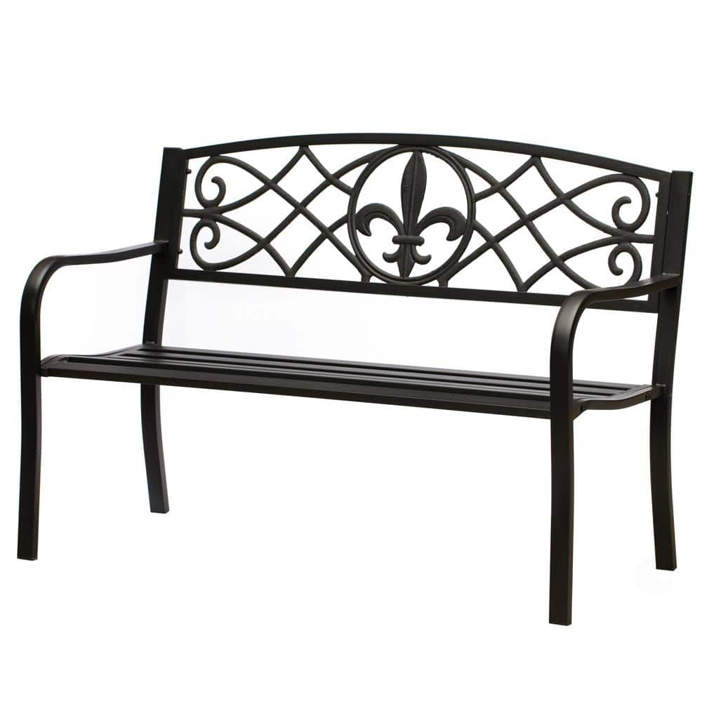 Gardenised Outdoor Garden Patio Steel Metal Park Bench Lawn Decor with ...