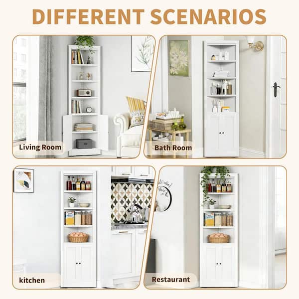 Ximuprmy Modern 20 in. W x 10 in. D x 71 in. H White Freestanding