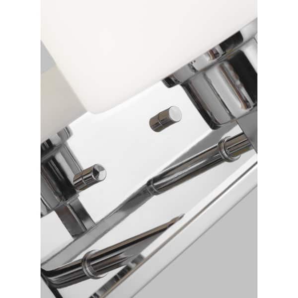 Generation Lighting - Canfield 23 in. 3-Light Chrome Minimalist Modern Wall Bathroom Vanity Light with Etched White Glass Shades and LED Bulbs