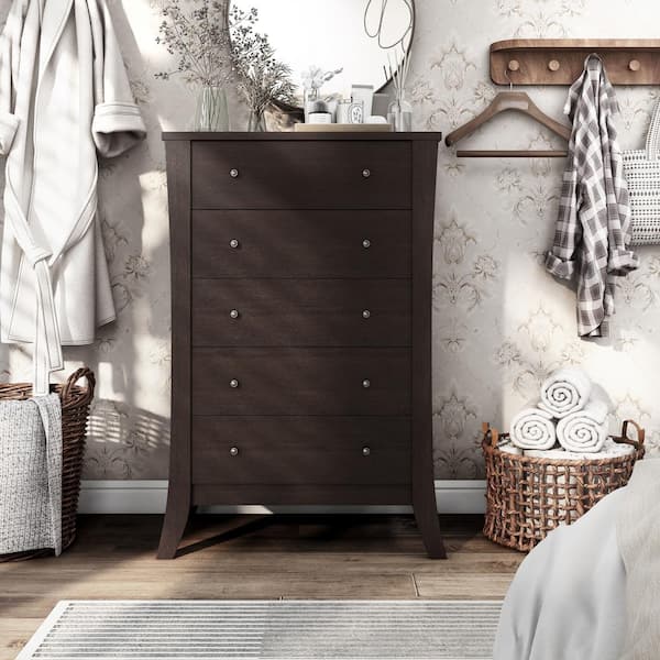 Floren Espresso 5-Drawer 29.69 in. Wide Chest of Drawers