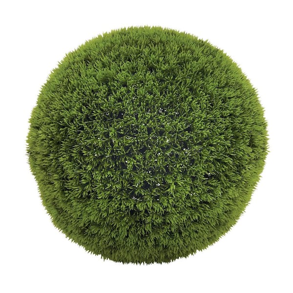 15 in. H Indoor Green Resin Contemporary Boxwood Topiary Artificial Foliage Ball