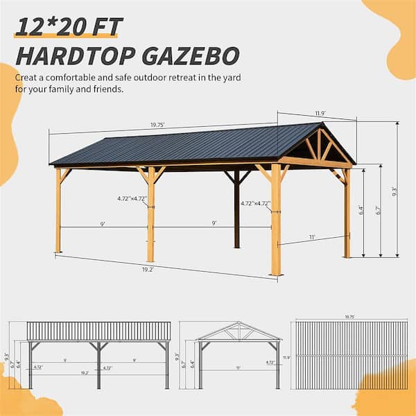 Daheat Sandgo 20 ft. x 12 ft. Aluminum Hardtop Wood Like