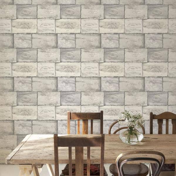 Wine Crates Vinyl Roll Wallpaper (Covers 55 sq. ft.)