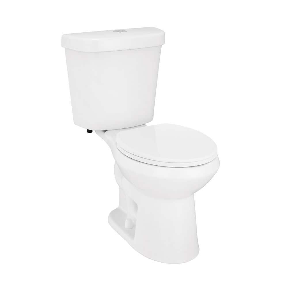 Glacier Bay 12 in. Rough In 2-Piece 1.0/1.28 GPF Dual Flush Round Toilet in White, Seat Included