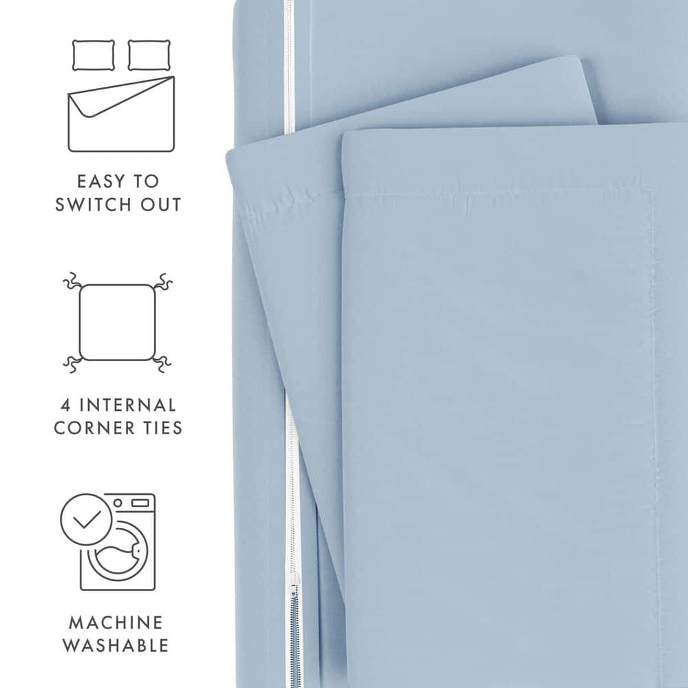 Ultra Soft Light Blue Microfiber King/Cal King Duvet Cover Set