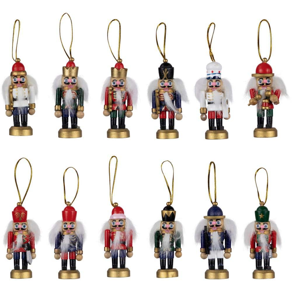 Northlight 12-Piece Set of Red and Blue Mini Decorative Christmas Nutcracker Ornaments 3.25 in.