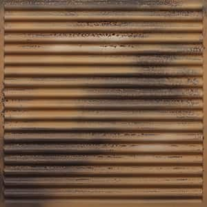 Ridged Metal Stained Metal 2 ft. x 2 ft. PVC Lay in Faux Tin Ceiling Tile (100 sq. ft./Case)