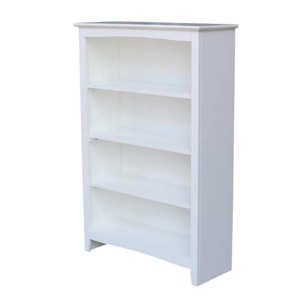 International Concepts 48 in. White Wood 4-shelf Standard Bookcase