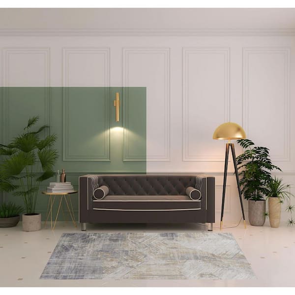 5 ft. x 8 ft. Tan and Ivory Abstract Area Rug