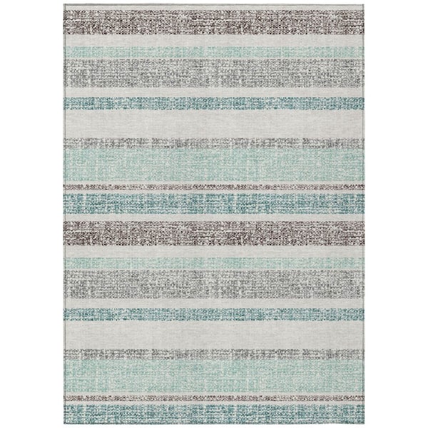 Chantille Machine Washable Indoor/Outdoor Abstract ACN2122 Teal 9 ft. x 12 ft. Area Rug