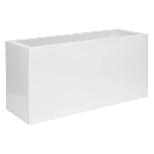 PotteryPots Essential Jort Small 32 in. Glossy White Fiberstone Indoor ...