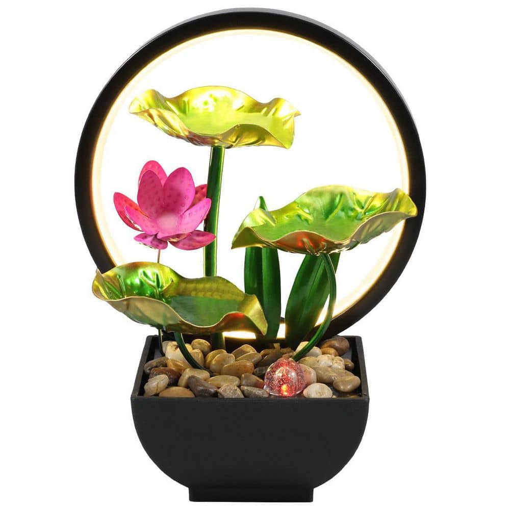 11 in. USB Powered Metal and Plastic Tabletop Waterfall Fountain with Lights and Rocks price history on PriceWatchPro
