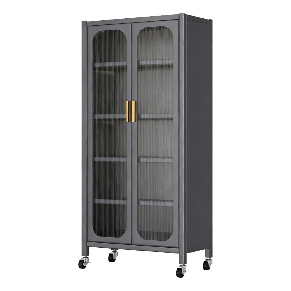 "65"" Kitchen Pantry Storage Cabinet 6 Tier Metal Display Storage Cabinet with Transparent Door" price history on PriceWatchPro