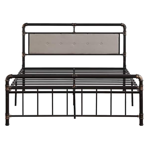Outopee Modern Black Full Iron Pipe Bed Frame 941228124775