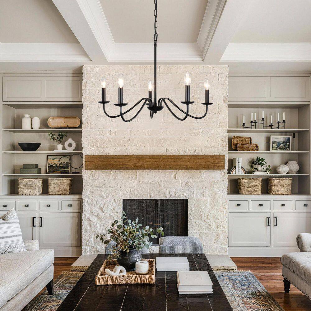 5-Light Black Farmhouse Candle Chandelier for Dining Room Entryway Kitchen Island Foyer Hanging Light Fixture with Chain price history on PriceWatchPro