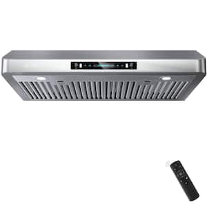 Hauslane | Chef Series 30” C400 Range Hood Slim Under Cabinet Kitchen  Extractor - Stainless Steel Design with Self Cleaning - 6-Speed Setting  Exhaust