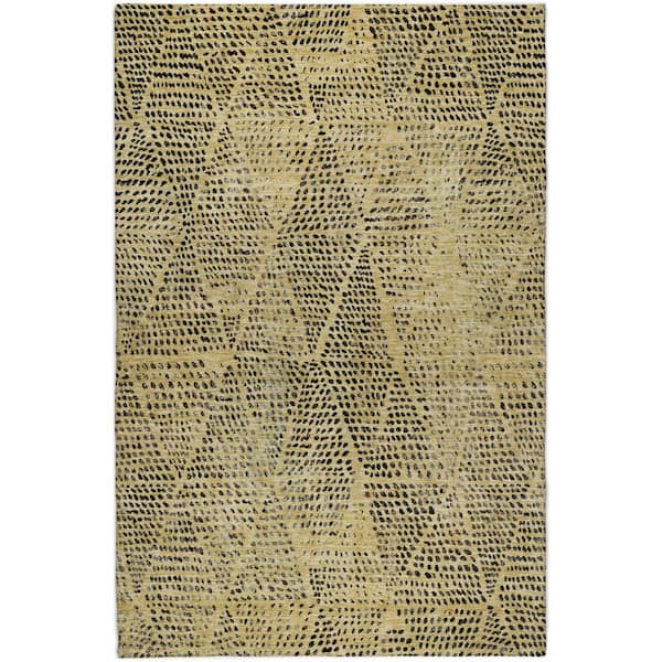 Dream Shag Premium Machine Washable Abstract ADS591 Gold 10 ft. x 14 ft. Area Rug