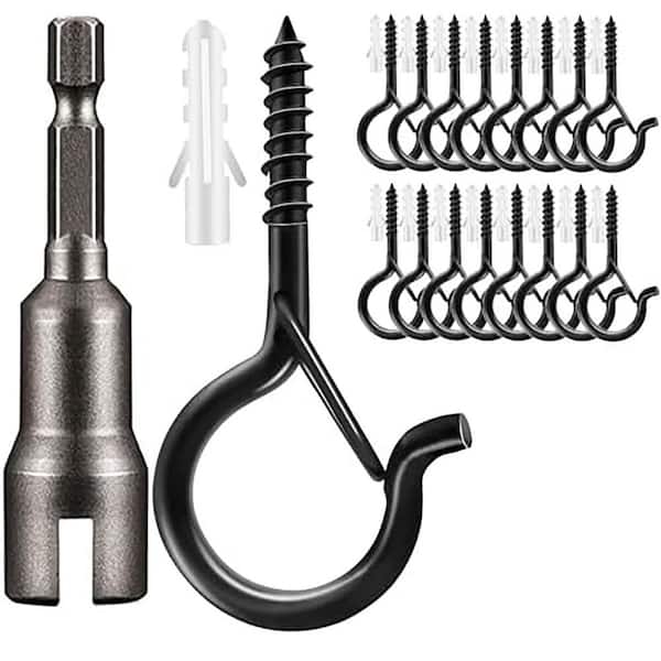 2.4 x 1.8 x 2.4 Inches Silver Stainless Steel Round Outdoor Adhesive Ceiling Hanging Hooks with No Drill 10-Pack