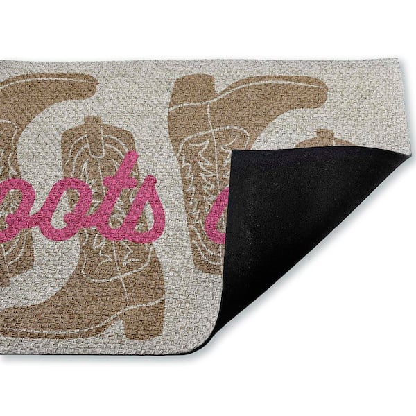Boots Off Entry Rule Pink 18 in. x 30 in. Polyester Non-Slip Outdoor Door Mat