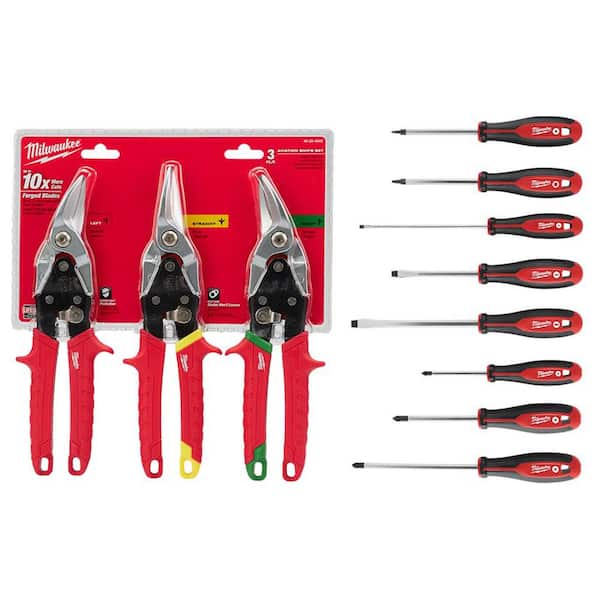 Milwaukee Straight-Cut Offset Aviation Snip (3-Pack) with