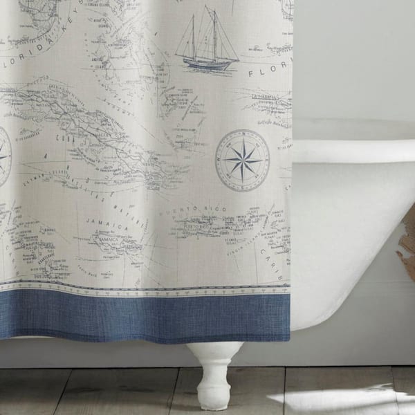 Tommy Bahama Caribbean Sea Blue Cotton 72in X Shower Curtain Ushs6a1044824 The