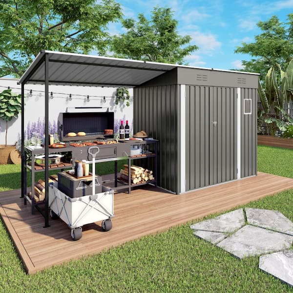 12 ft. x 4 ft. Outdoor Storage Shed & Gazebo Combo,Waterproof