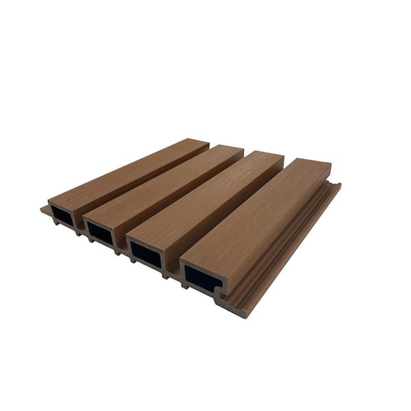 Ejoy - 8.5 in. x 106 in. x 1 in. Composite Cladding Siding Outdoor Wall Panel Board in Light Teak Color (Set of 2-Piece)