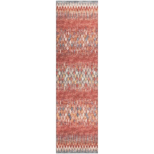 Rylee Red 2 ft. 3 in. x 7 ft. 6 in. Geometric Indoor/Outdoor Area Rug