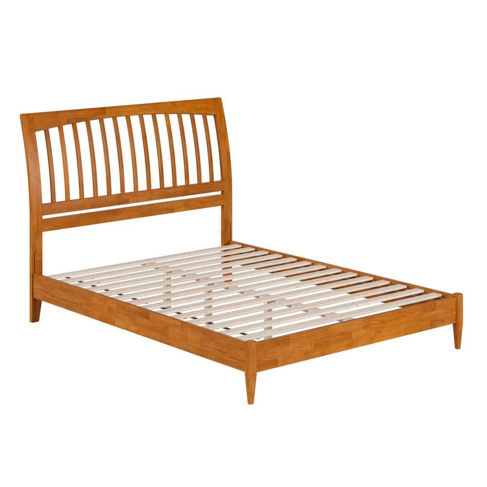 Orleans Queen Light Toffee Wood Platform Bed with Slatted Headboard