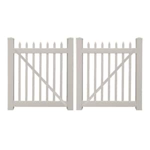 Weatherables Richmond 8 ft. W x 5 ft. H Tan Vinyl Picket Fence Double Gate