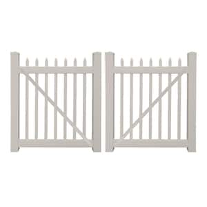 Abbington 8 ft. W x 3 ft. H Tan Vinyl Picket Fence Double Gate Kit