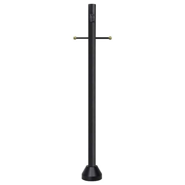 6 ft. Black Outdoor Lamp Post with Cross Arm and Grounded Convenience Outlet fits 3 in. Post Top Fixtures