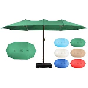 15 ft. Green Market Double Side Patio Umbrella with Base and Sandbag