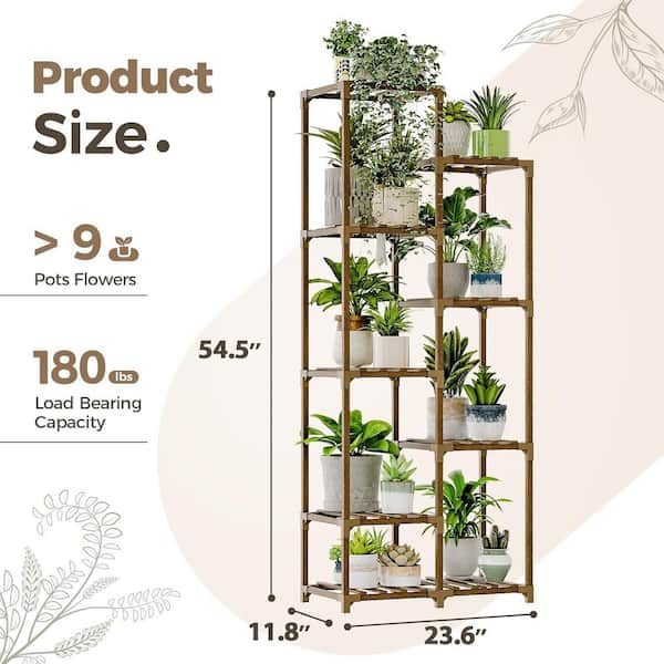 Wood Plant Stand Indoor (23.6 in. H x 54. 5 in. H) Tall Plant