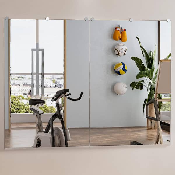32 in. W x 48 in. H Rectangular Frameless Wall Mirror Gym Mirror Dance Mirror Bathroom Vanity Mirror, Set of 2