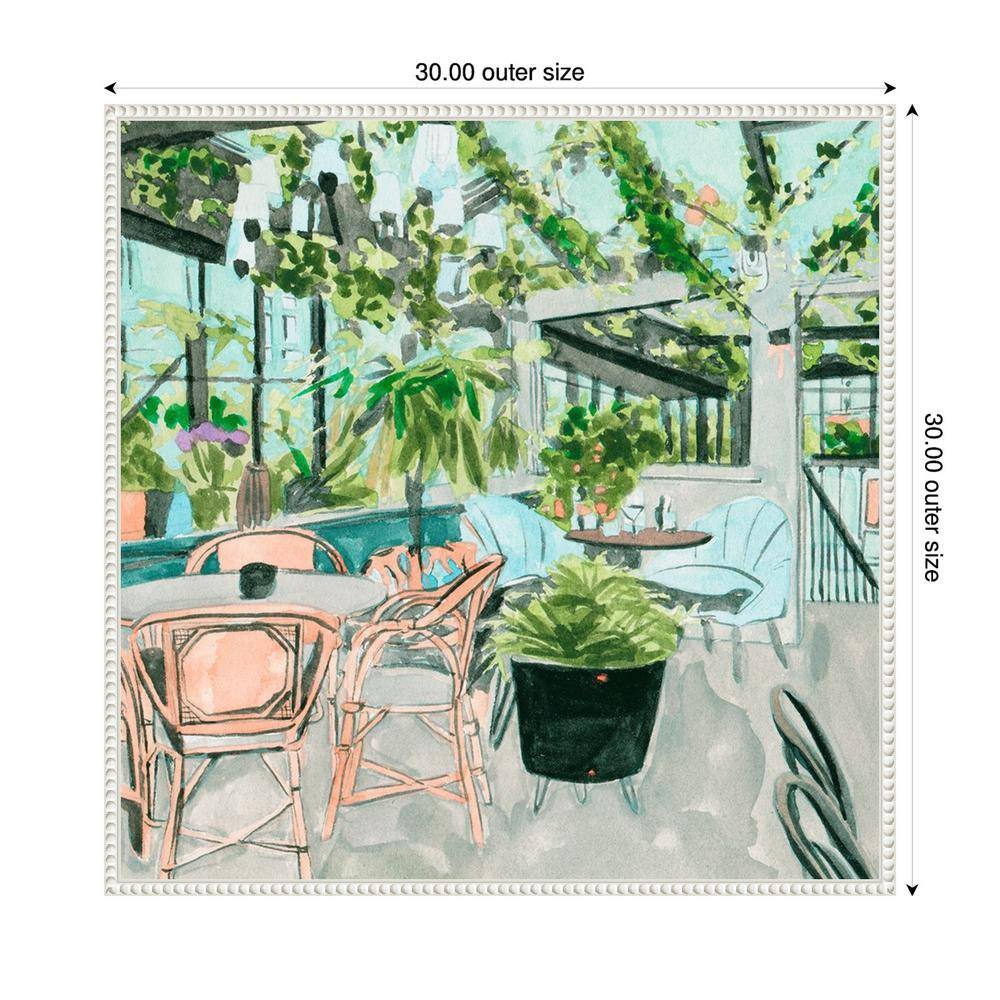 Little Green Cafe I White Framed Canvas Wall Art Print
