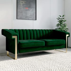 Reflect Style 84 in. Square Arm 3-Seater Sofa in Green