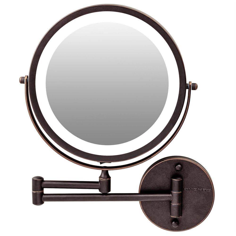 OVENTE 1.6 in. x 13.2 in. Lighted Magnifying Wall Makeup Mirror in Antique  Bronze MFW85ABZ1X7X The Home Depot