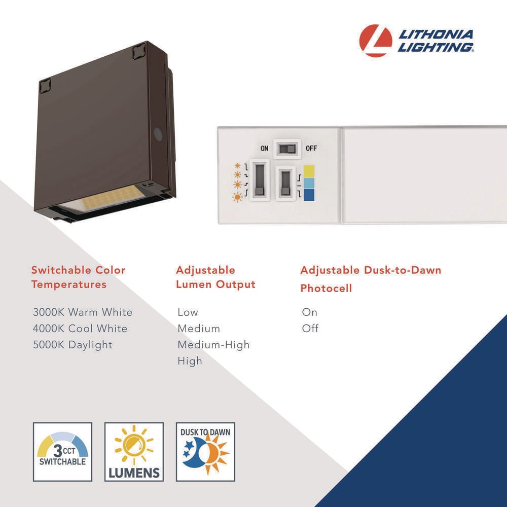 Eclipse Bronze 5.75" Adjustable LED Wall Pack Light with Switchable White